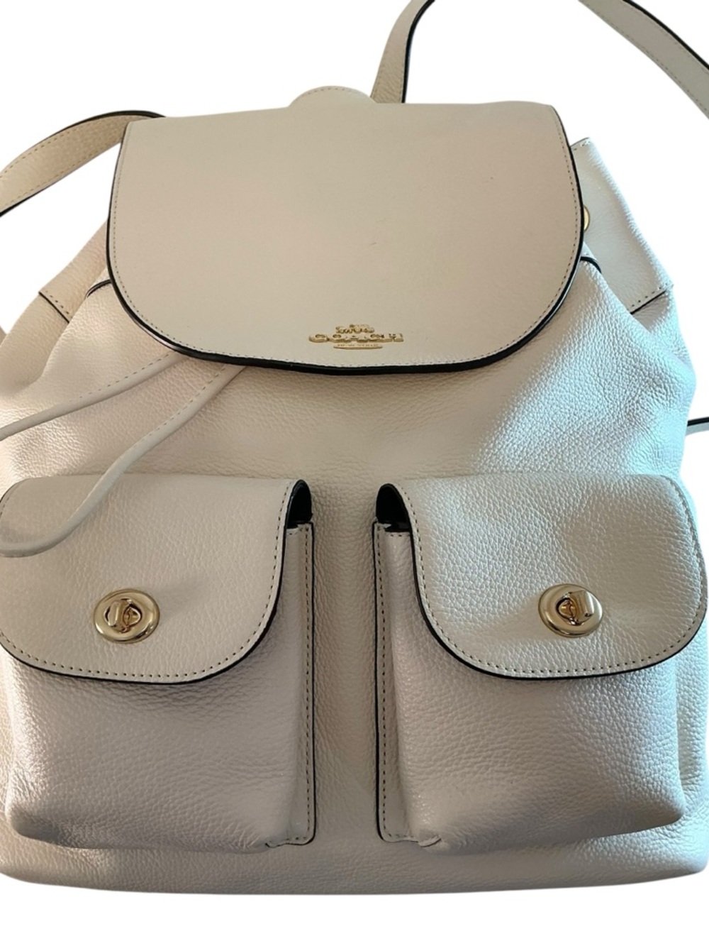 COACH Billie Backpack Pebbled Leather Chalk White Coach Bag Drawstring, Dust Bag - Picture 2 of 15